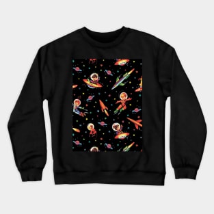 Vintage Space Japanese Paper Black Crewneck Sweatshirt